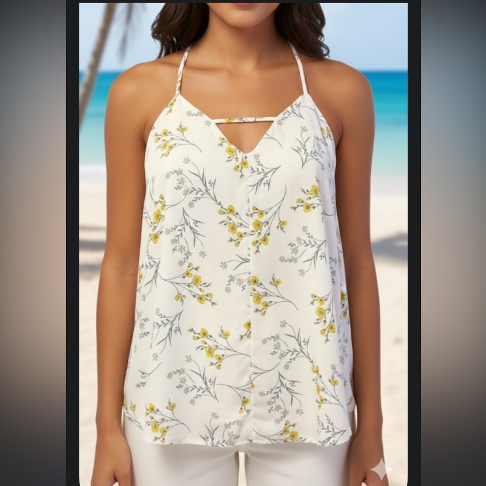 Floral Strappy White Top